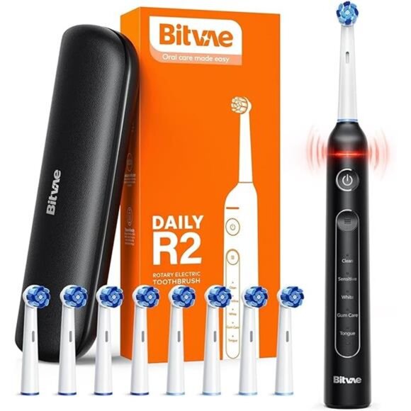 Bitvae R2 Rotating Electric Toothbrush for Adults with 8 Brush Heads, Travel - Picture 7 of 7